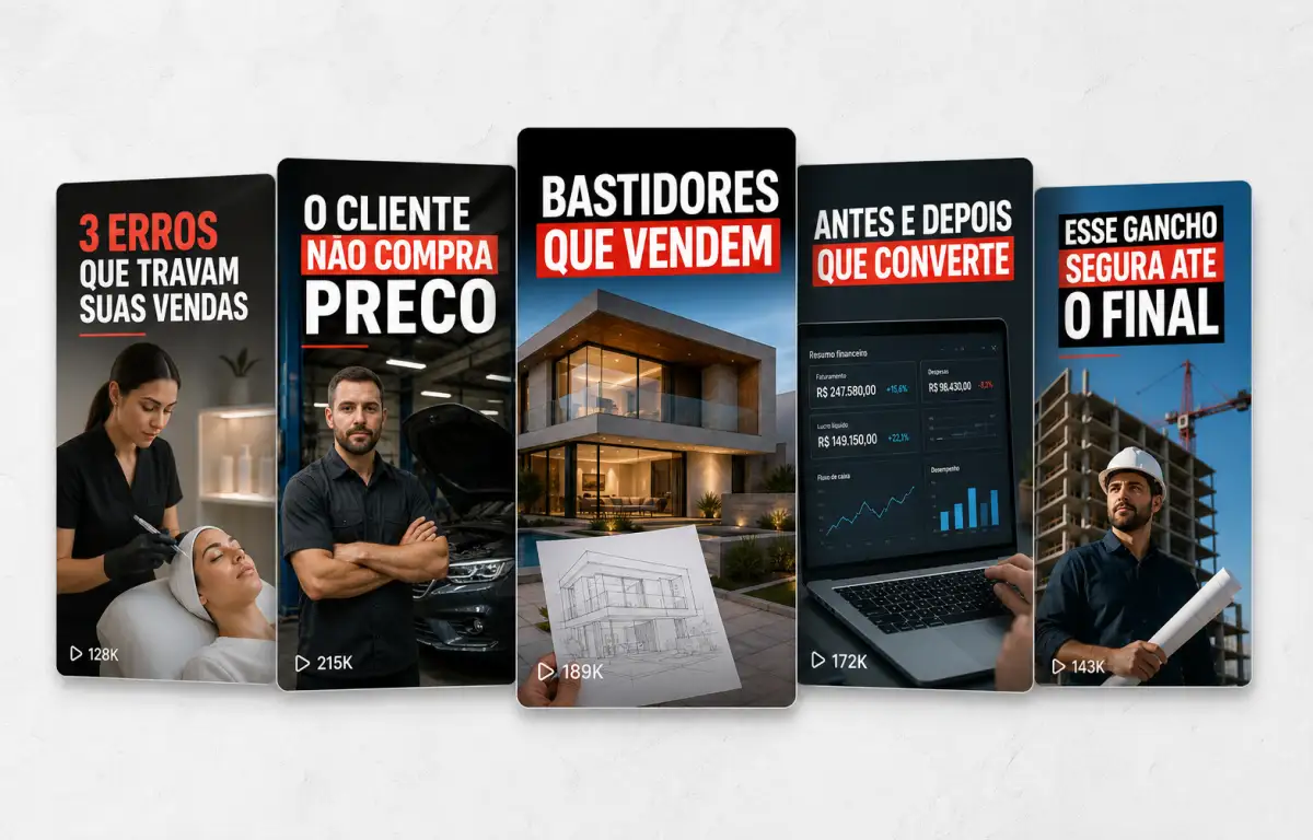 Exemplos de conceitos de vídeos curtos para empresas de serviços